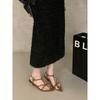French retro cross strap Roman sandals women's outer wear 2025 summer new with skirt wedges pointed sandals