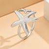 Stainless Steel Open Ring with Starfish Design - Women's Bohemian Beach Vacation Accessory