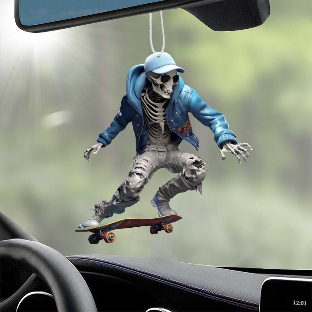 Halloween Skull Series Acrylic Flat Surface Pendant With Design Skateboarding