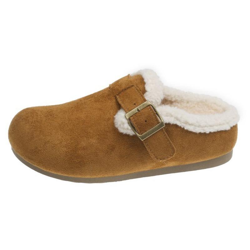 Thick-bottomed Bag Head Tow Women's New Winter Fashion Versatile Velvet Short Boots Warm Fluffy Bread Cotton Tow