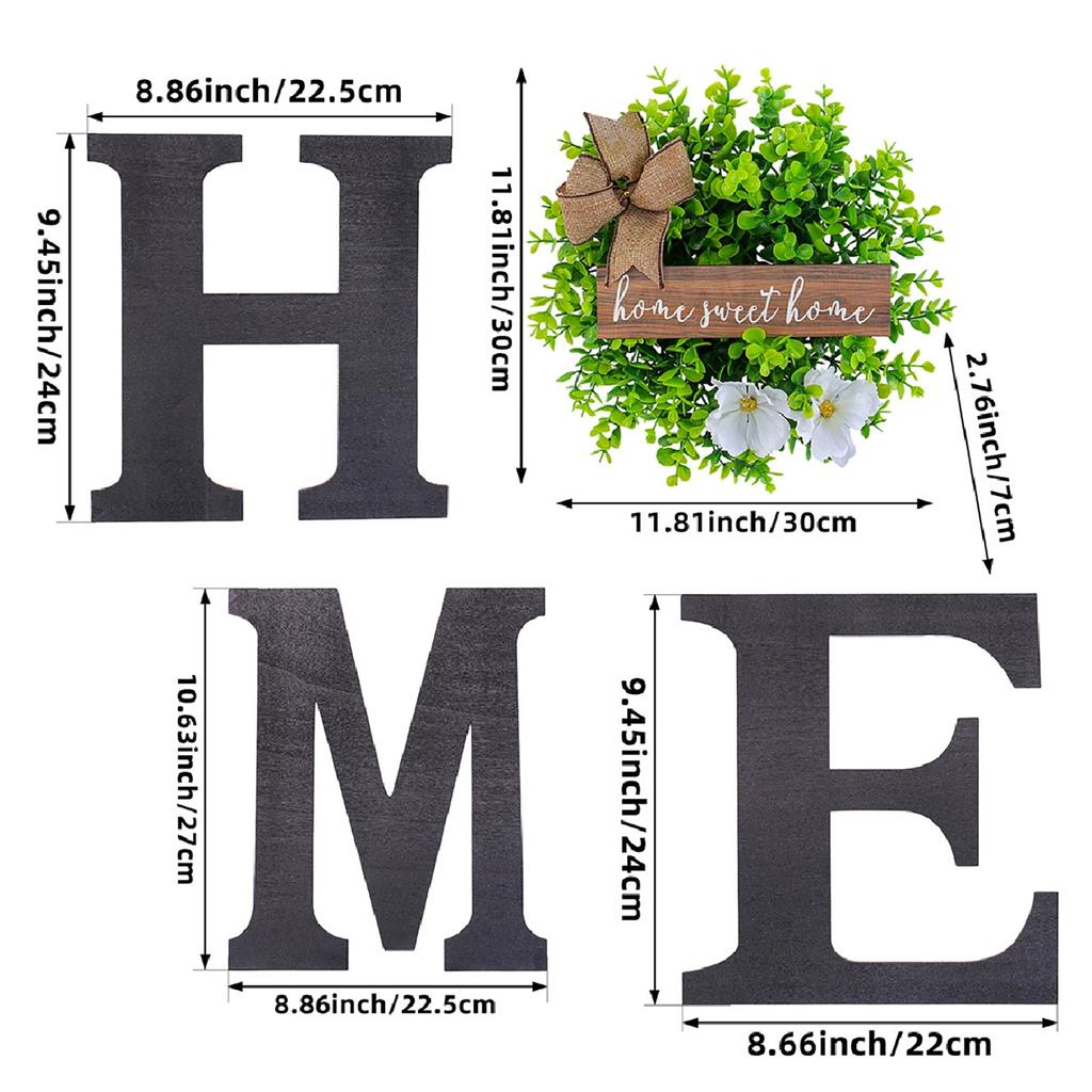 HOME Wooden Sign with 2 White Flowers Rustic Wall Door Hanger Decor
