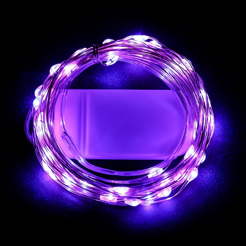 

10 м светодиодные гирлянды из медной проволоки на батарейках, гирлянды для праздничного рождественского украшения свадебной вечеринки 10M 100LED фиолетовый