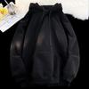 Unisex Oversized Hooded Sweatshirt Solid Color Warm Fleece Lined Casual Pullover Winter