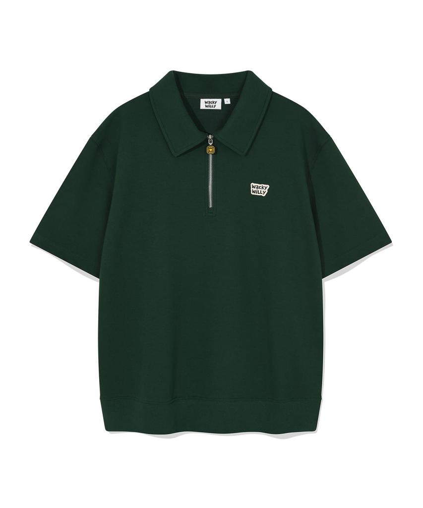 WACKY WILLY Sweat Collar Short Sleeve T-Shirt Green