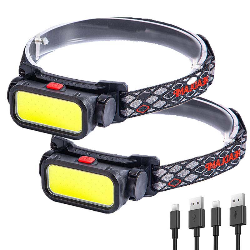 Powerful COB LED Headlamp USB Rechargeable 4 Modes Lighting Head Flashlight With 18650 Built in Battery Camping Fishing Lantern