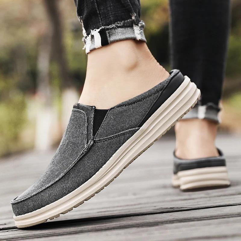 Summer Men Half Shoes Casual Canvas Shoes Lightweight Comfortable