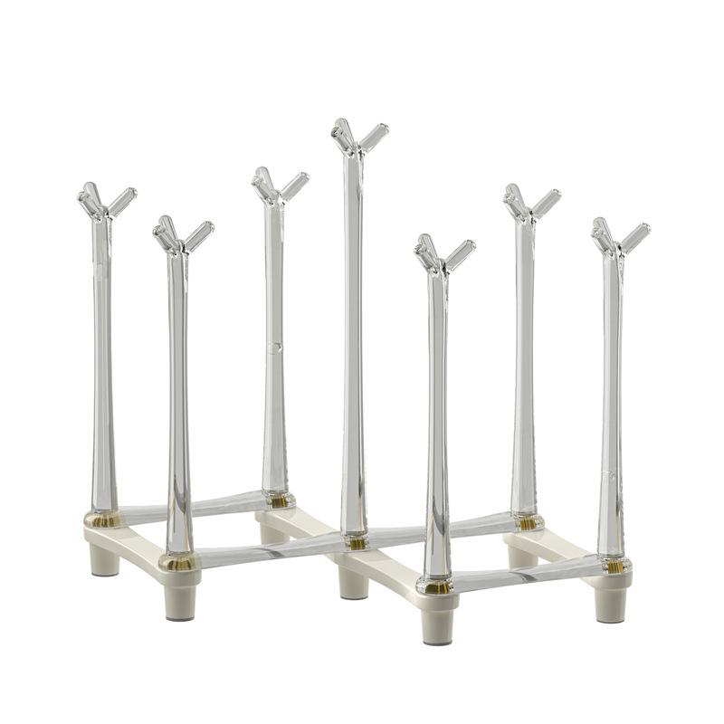 Retractable Cup Drying Rack Non-Slip Bottom Adjustable Spacing Bottle Drainer Stand Dustproof Clear Storage Drying Shelf Kitchen