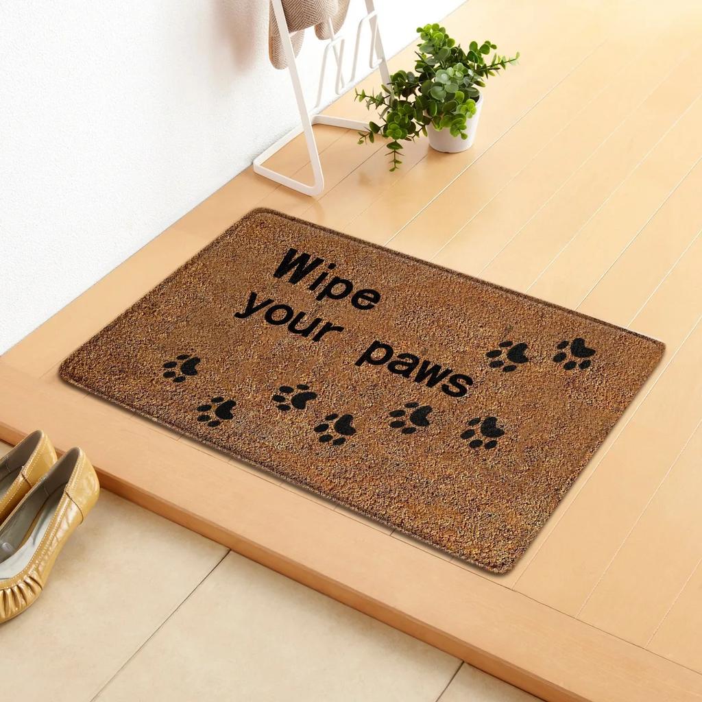 Brown Doormat Carpet Welcome Message Anti Slip Carpet Home Decoration Warm Living Room Bedroom Anti Slip Entrance Carpet