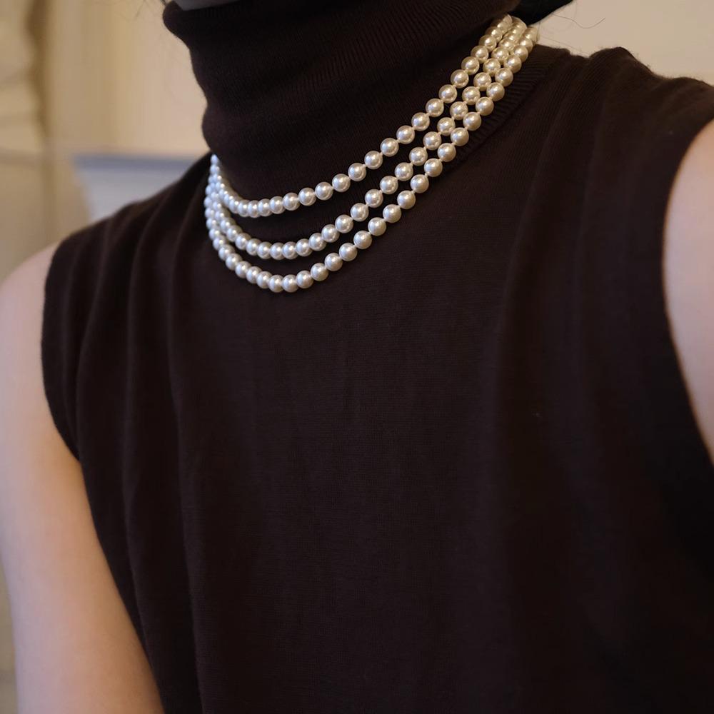 Elegant Multi-Way Glass Pearl Necklace with Clasp - Influencer Style