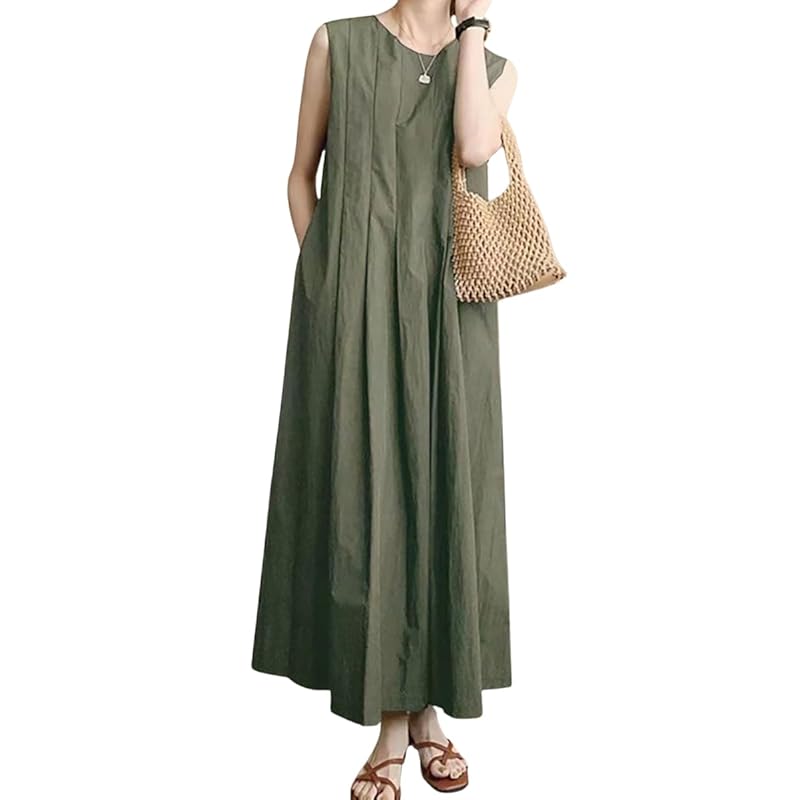 

[H.U.A] ladies one piece maxi dress long dress maxi dress large size Yuttari long length a-line dress short sleeve spring summer GN