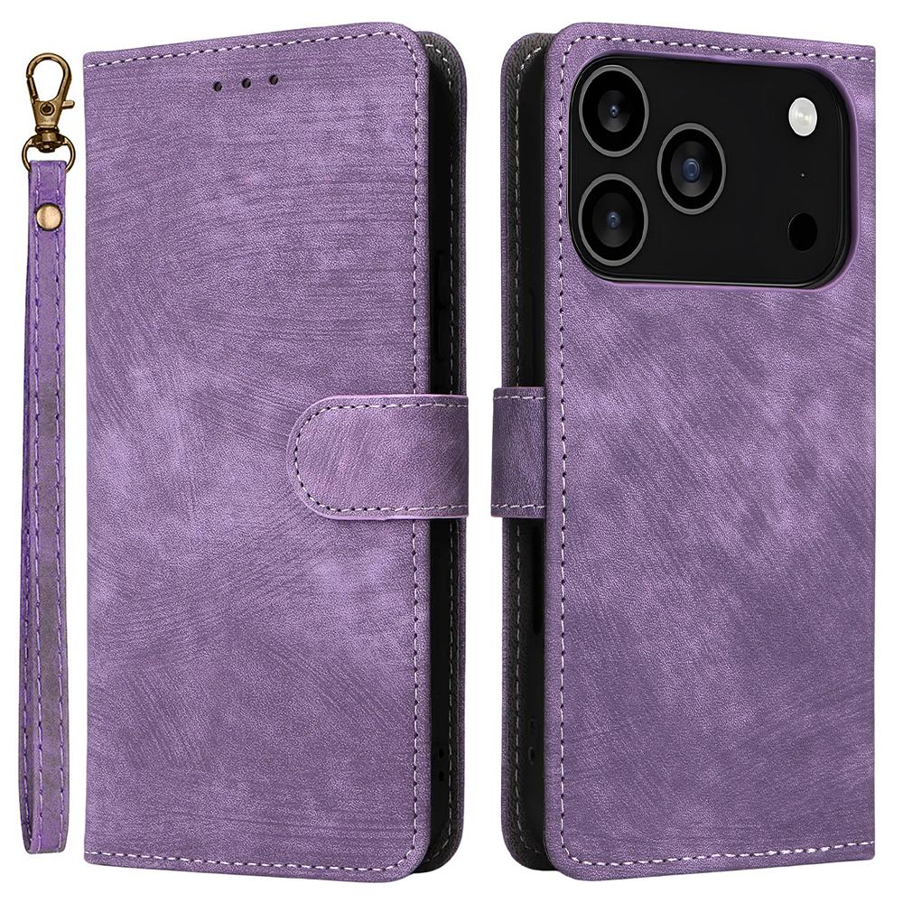 For iPhone 17 Pro Max Case Wallet RFID Blocking PU Leather Phone Cover Stand with Strap