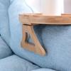 Sofa Tray Natural Bamboo Sofa Armrest Clip-On Tray Portable Table Phone Holder Snack Tray for Remote Control/Coffee/Snacks