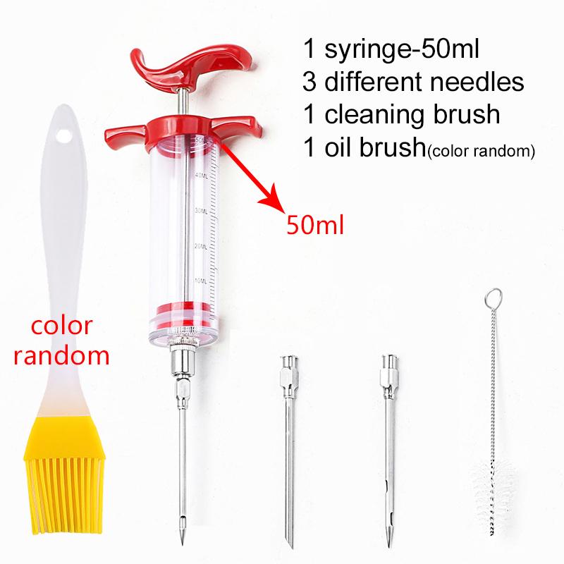 30/50ml Marinade Injector with Needle Plastic Seasoning And Baking Sauce Turkey Syringe Kitchen Meat Tools for Smoked BBQ TMZ