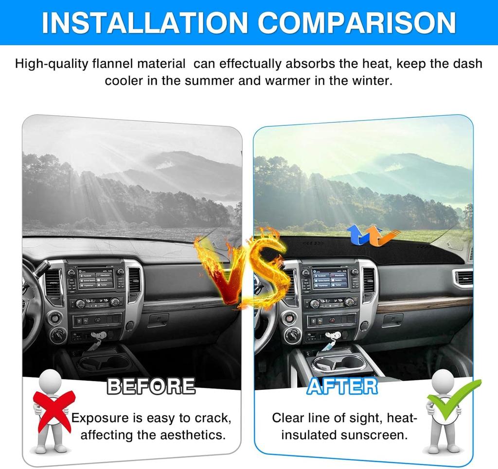 dashboard cover pad is suitable for the 2016-2026 Nissan Titan accessory  flannel dashboard pad for sunshade,glare  UV protect
