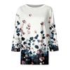 Women's Fashion Casual Round Neck 3/4 Sleeve Loose Printed T-Shirt Ladies Top