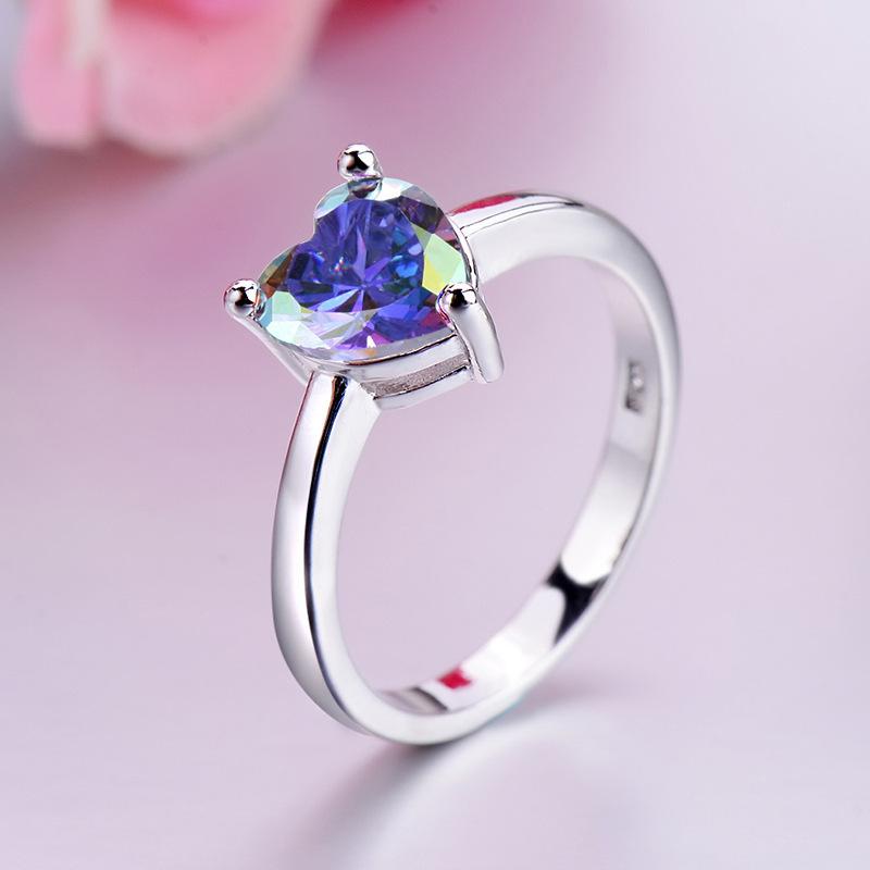 Jewelry, Heart-Shaped Zircon Rings, Fashion Love Bags, Ring Jewelry, Accessories.