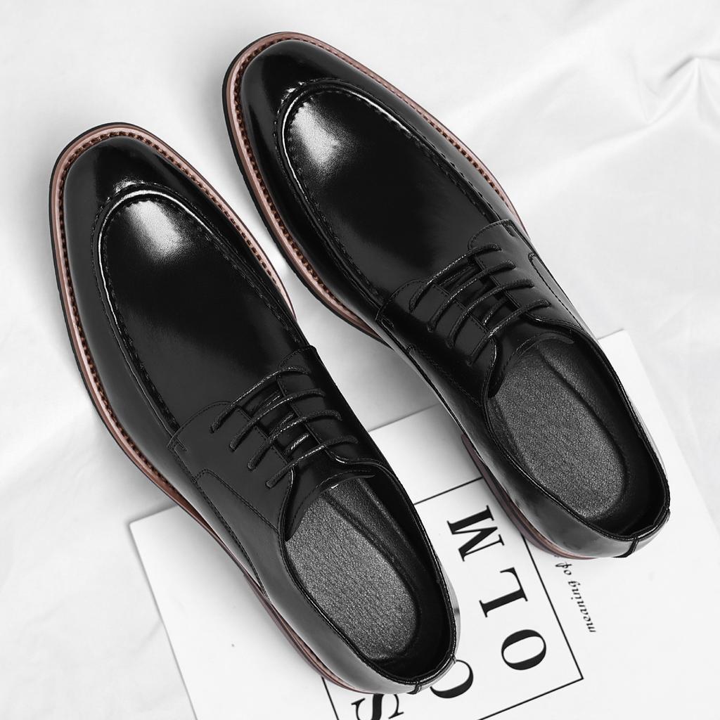 Extra Large Size Derby Shoes Leather Pointed Casual Leather Shoes British Style Business Dress Wedding Groom Shoes