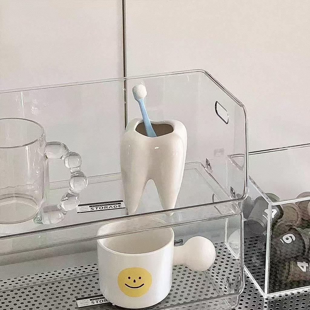 Funny Tooth Shape Ceramic Pen Holder Pencil Pot Storage Container Desk Pen Stand Succulent Pot Organizer Home Decoration Planter