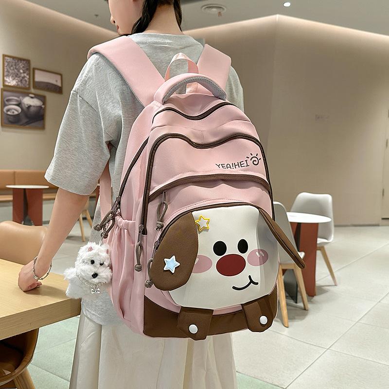 New Japanese ins high value fresh and sweet original style cute dog backpack female spine large capacity backpack