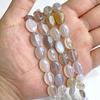 Natural Flat Oval Shape Stone Beads Tiger Eye Opal Agate Jade Gem Loose Spacer Beads 10x13MM For Jewelry Making Charm DIY Bulk