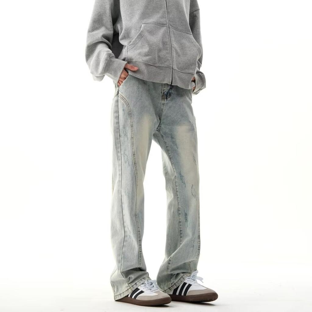 Retro Jeans Men'S Autumn New Style Explosive Street Hooligan Handsome Casual Pants For Teenagers Loose Straight Leg Wide Leg Men'S Pants