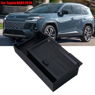 Car Armrest Storage Box for Toyota RAV4 2026 Center Console Double-layer Tray Silicone Organizer Stowing Tidying Accessories