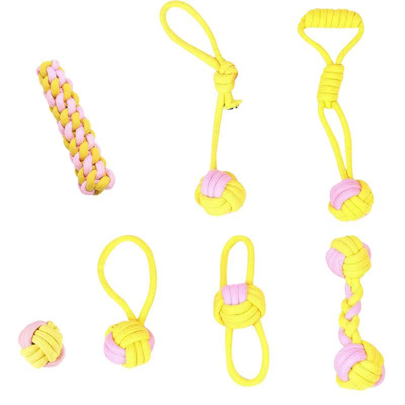 Durable Cotton Rope Pet Toy Set: Teething & Knotted Ball Toys for Cats and Dogs