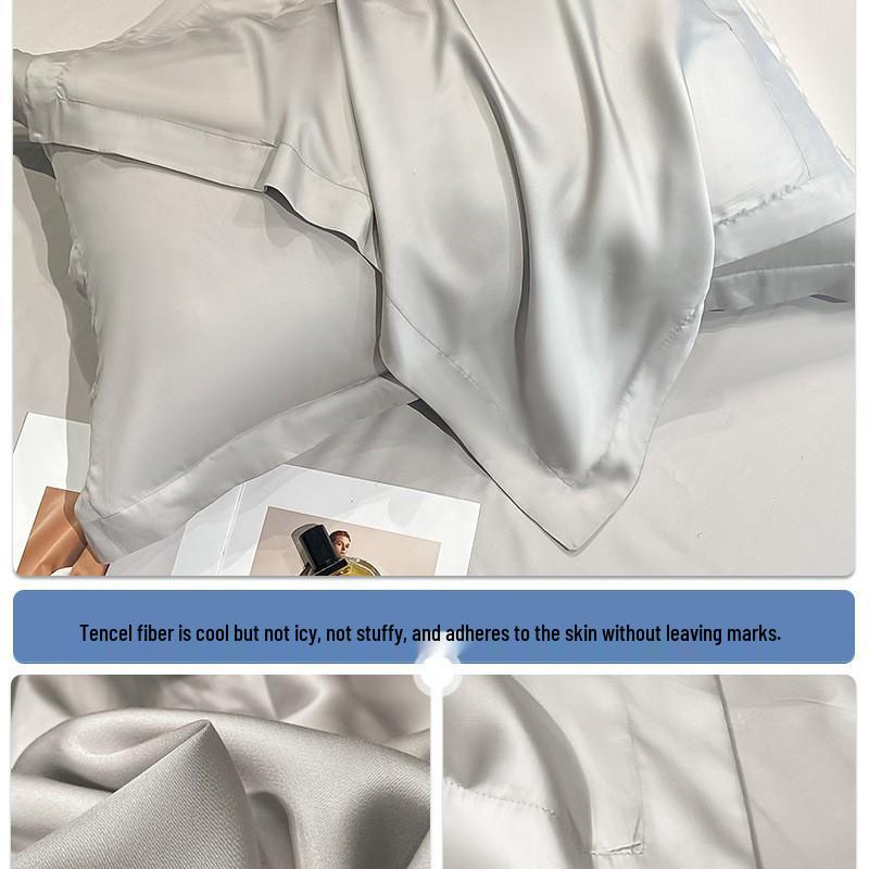 Set di Due Federe in Seta Tencel - Colore Unito per Uso Domestico o in Dormitorio