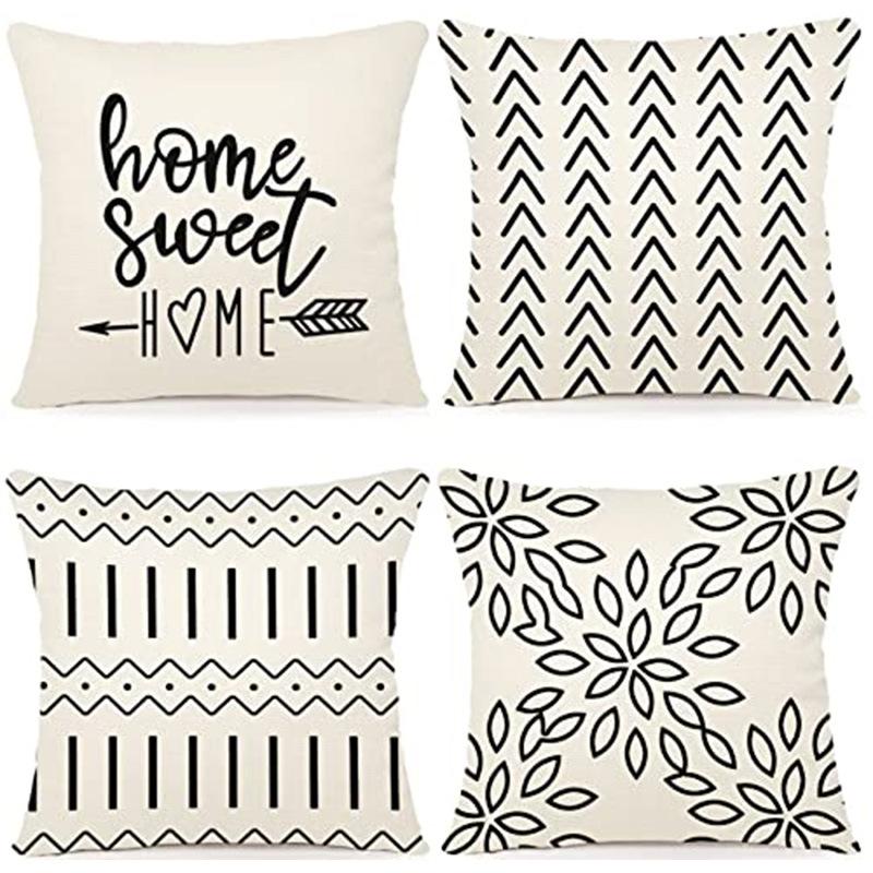 Modern Sofa Bay Window Cushion Cover Outdoor Linen Fabric Cushion Set
