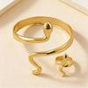Exaggerated Cross Snake Mouth Bracelet & Ring Set – Chic European-American Style for Women