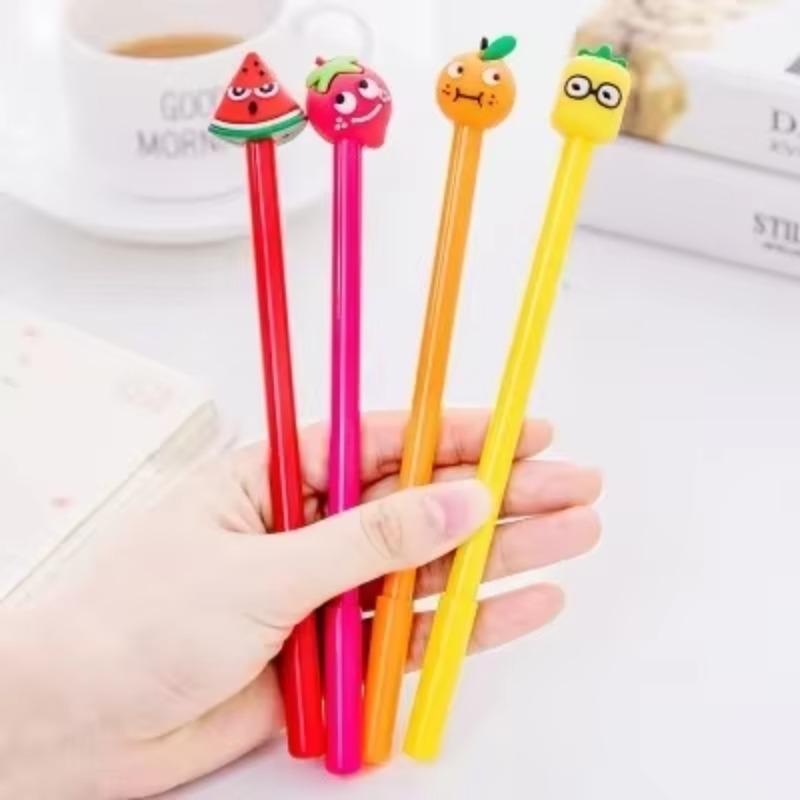 2Pcs Stationery Cartoon Fruit Neutral Pen Office Study 0.5mm Black Signature Pen Student Stationery Office Accessories Cute Pen