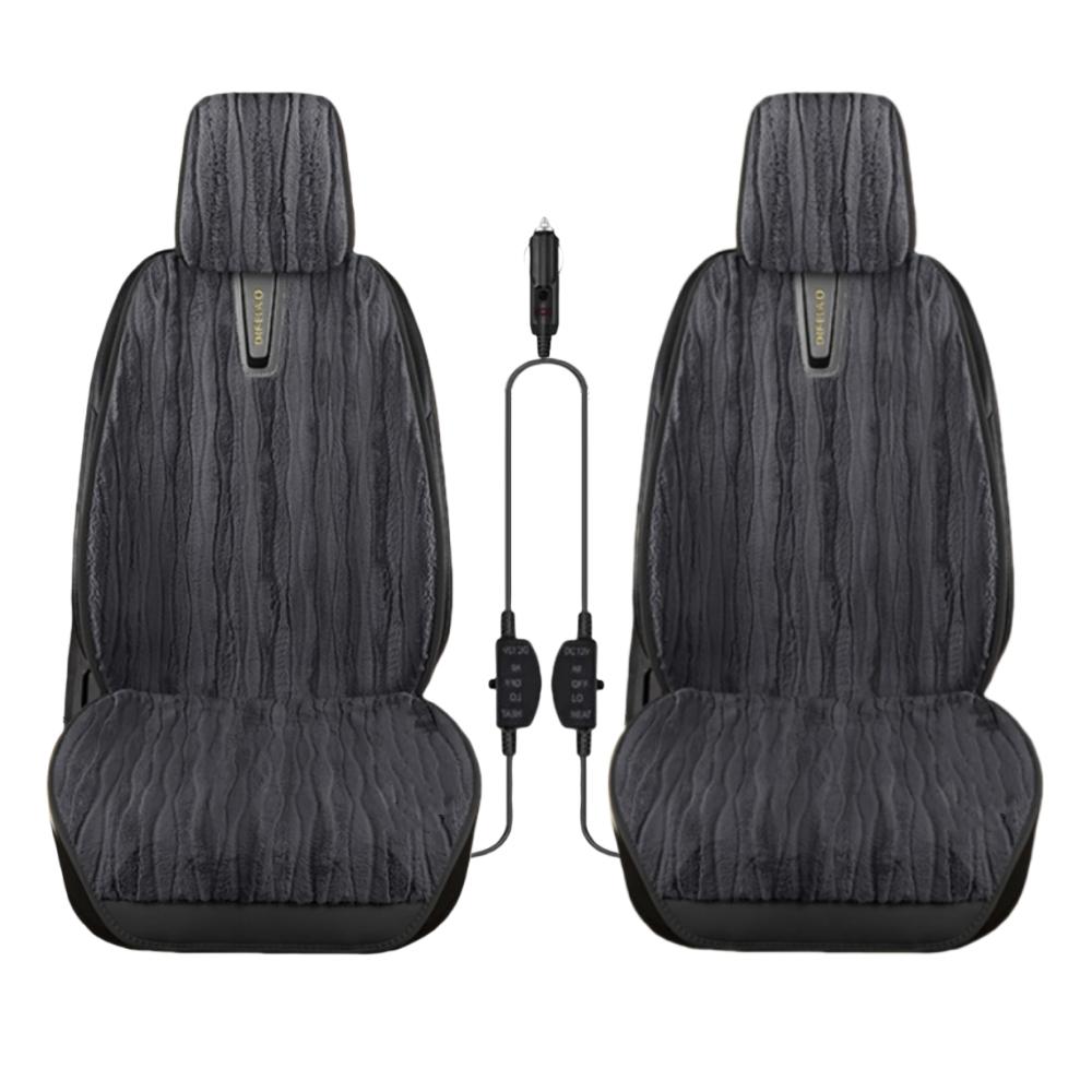 2PCS Car Seat Heating 12v Vehicle Heated Seat Cover Winter Fluffy Seat Cover Car Heater Cushion Pad Universal