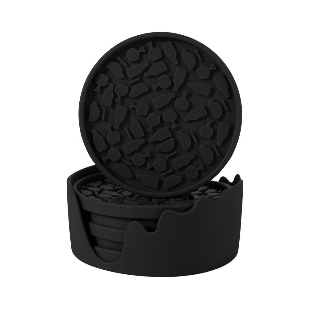 6pcs/Set Round Cup Pad Silicone Tea Mat Thick Silicone Drink Coaster Set Coffee Mug Glass
