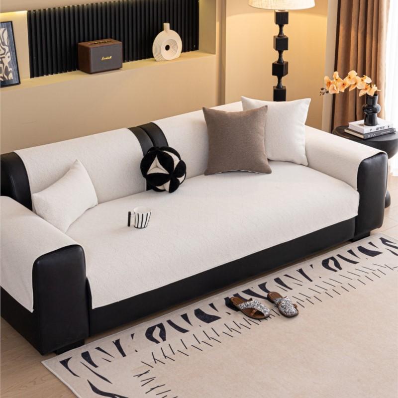 Simple Style Sofa Cushion Cover Non-Slip Summer Solid Color Sofa Protector Soft Anti-Skid Living Room Sofa Mats
