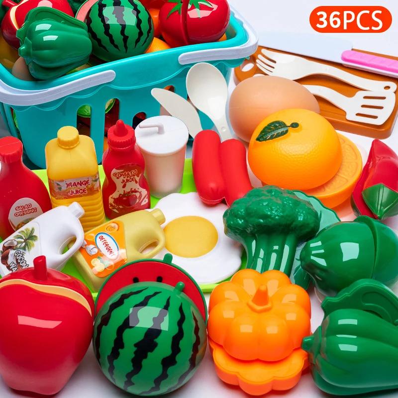 Cutting Play Food Toy for Kids Kitchen Toys Pretend Play Fruit Vegetable Pizza Cake Accessories Early Educational for Girl's Toy
