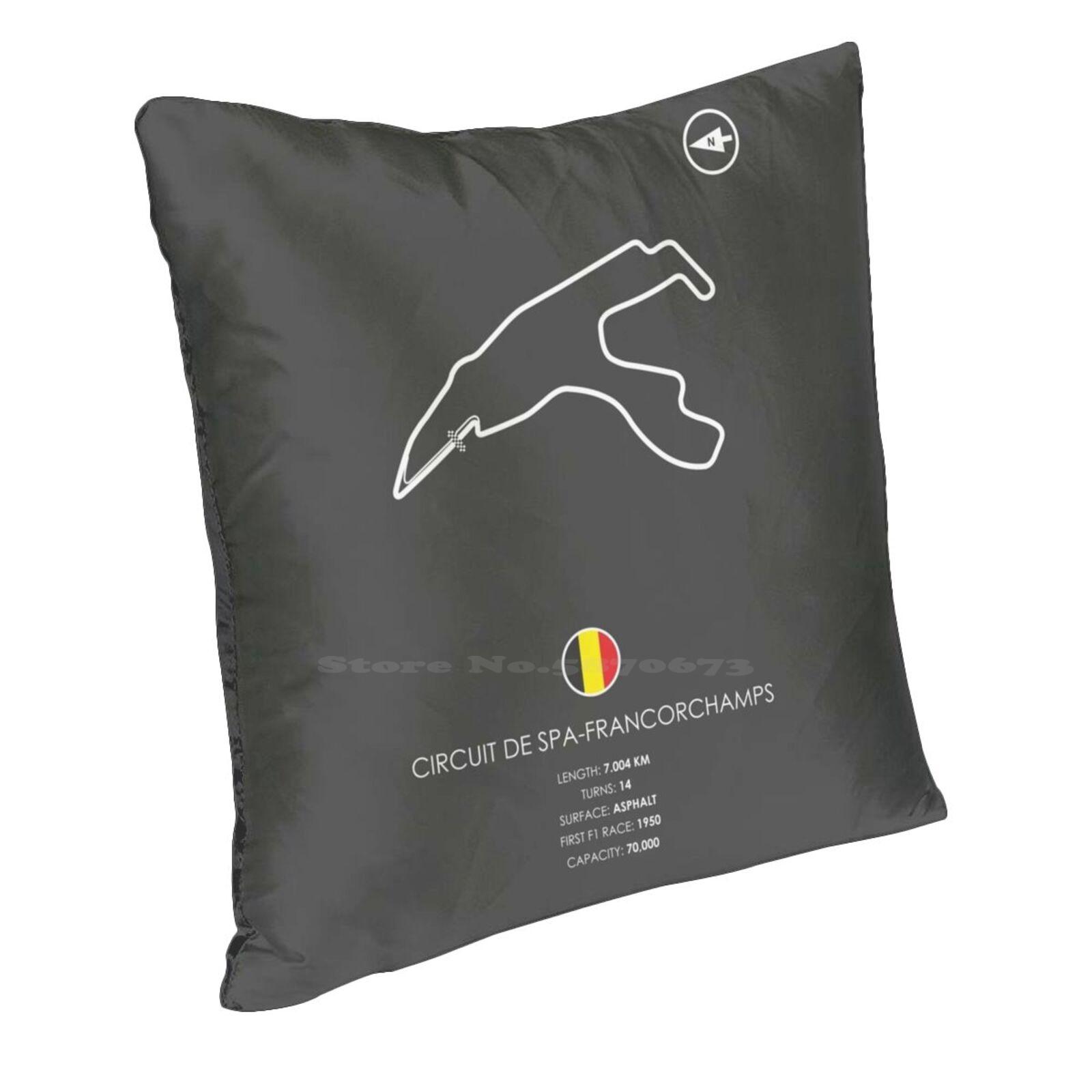Circuit De Spa - Francorchamps Home Sofa Car Cushion Cover Pillowcase Circuit De Spa Francorchamps Grand Prix Cars Flag Gp Motor Peach skin 18*18(CM)-1Pcs