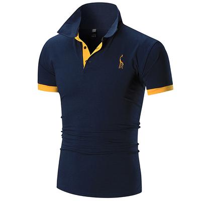 Embroidery Deer T Shirt Summer Short Sleeve Polo Shirt Men Solid Casual Cotton Polo Shirts Men Tops Fashion Men's Clothing