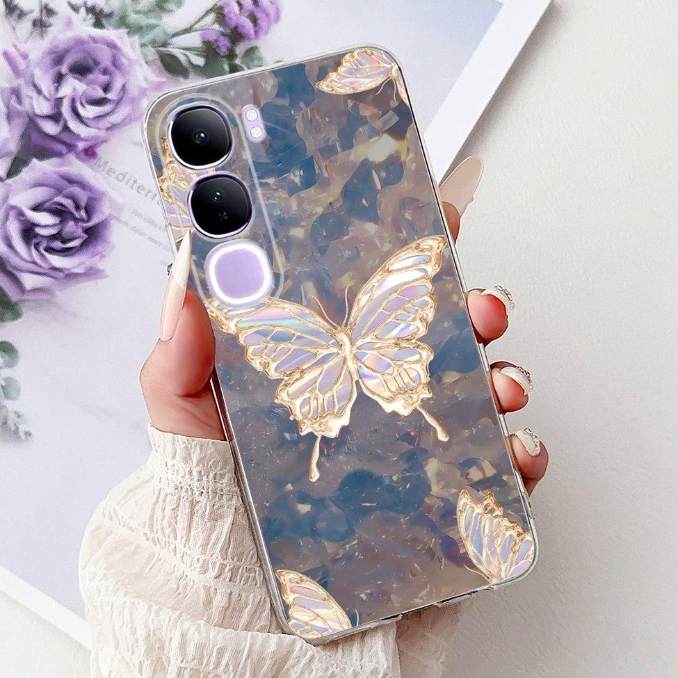 For Vivo V40 Lite 5G IDN Case V2417 Clear Cute Cat Fashion Butterfly Love Painted Soft Phone Case For Vivo V40 Lite 4G IDN Cover