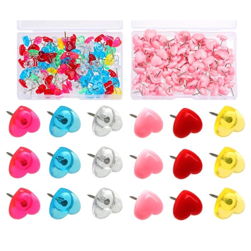 50/100/150Pcs Heart Push Pins Notice Board Thumb Tacks Pins for Office School Notice Board Display Picture Note Memos
