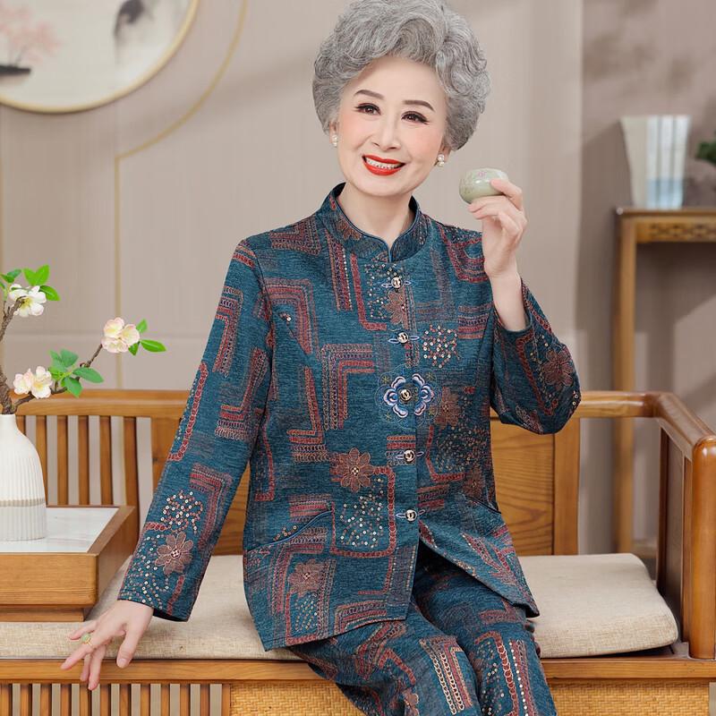 Elderly Women's Autumn Long-Sleeve Stand-Up Collar Top