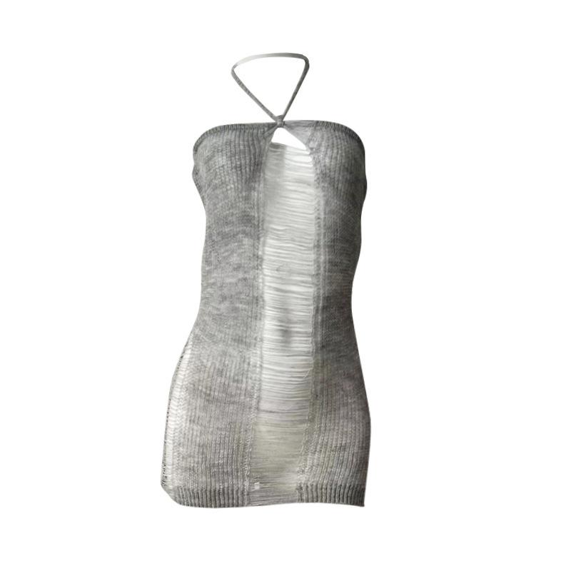 backless large-size sweater, sexy lingerie, women's passion suit, uniform temptation, flirting, no-take nightclub suit hanging neck
