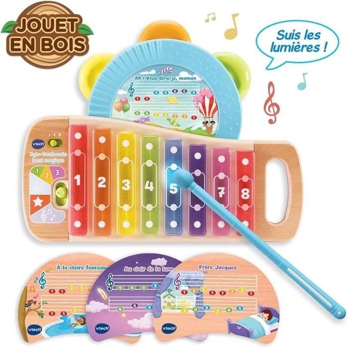 Vtech baby - play green - xylo-tambourin lumi magique (jouet bois fsc®)