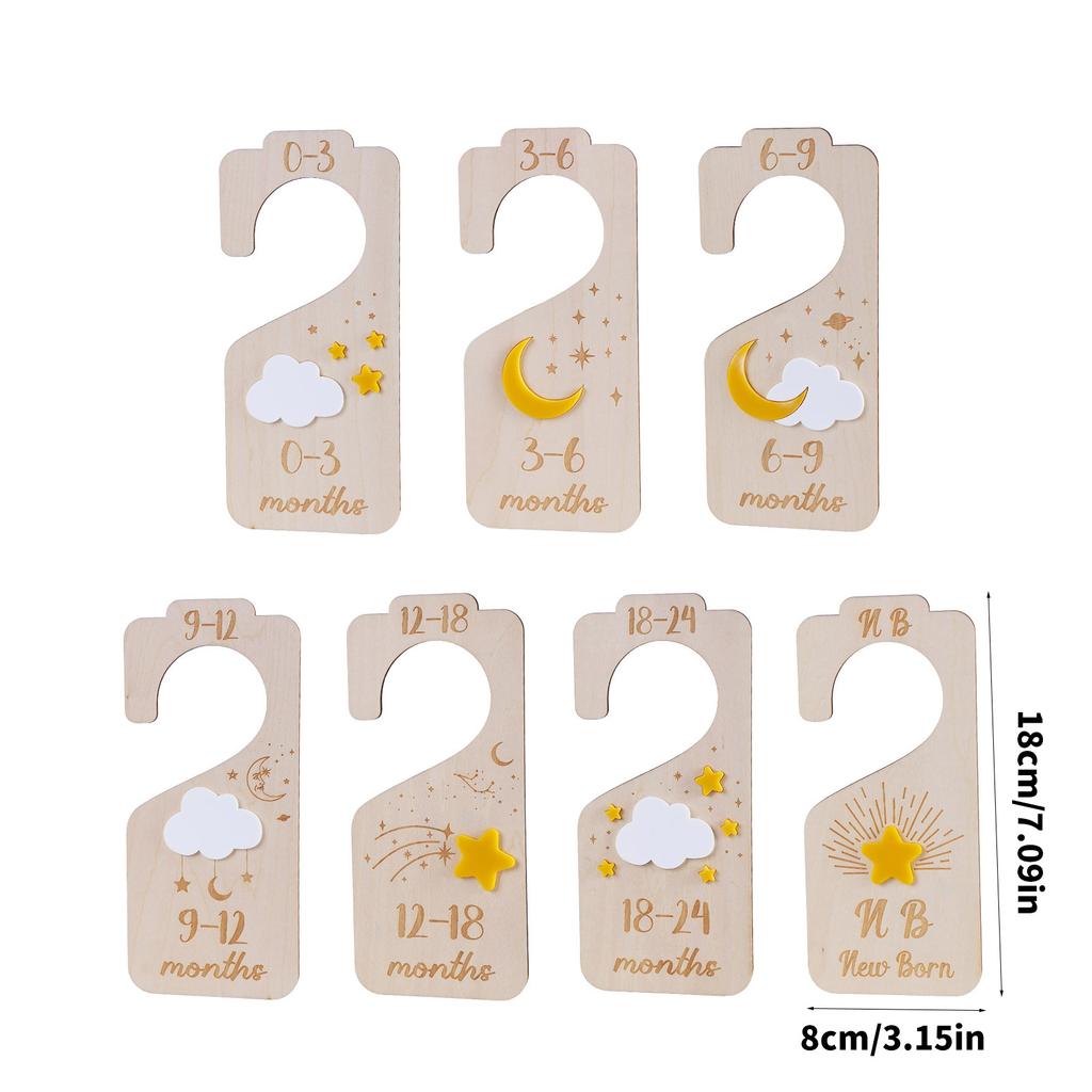 Pack of 7 Baby Closet Organizers Wardrobe Infant Clothes Wood Divider Panels Nursery Wardrobe Separators for Household