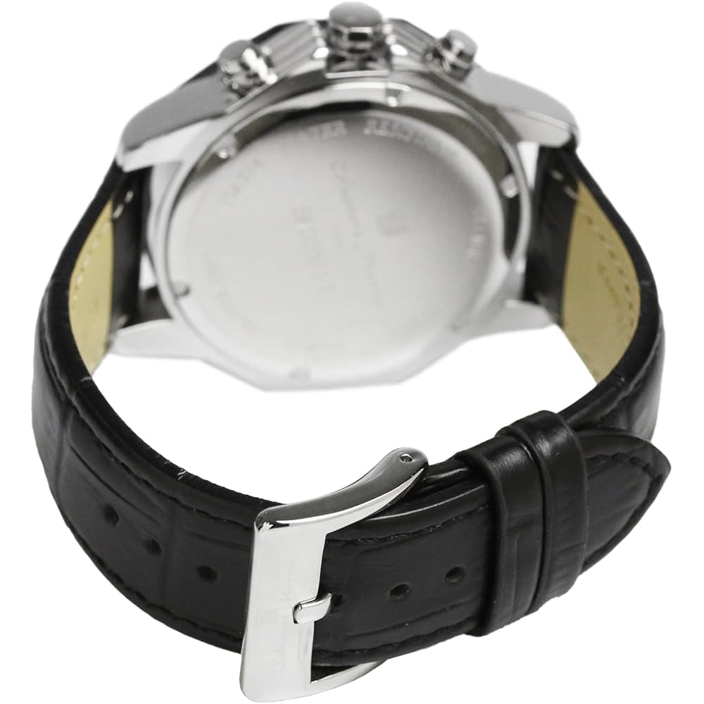 Salvatore Marra Chronograph Watch 10 ATM Water Resistant Men's Leather Strap Silver White Black Panda SM15104-SSWHBKLE