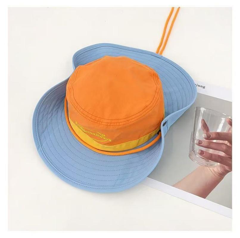 Travel Bucket Hats Casual Big Brim Sun Protection Quick Drying Camping Bucket Hats Retro Adjustable Color Matching Hiking Caps