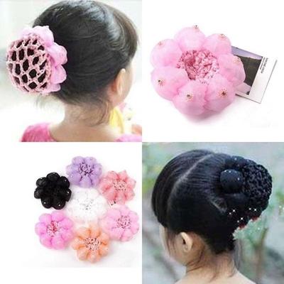 Moda elástico colorido satén pelo titular trenzas cubierta crochet pelo palos danza red