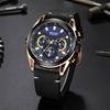 Watch Men'S Trend Blue Chronograph Leather Watc Sports Quartz Watch 2135