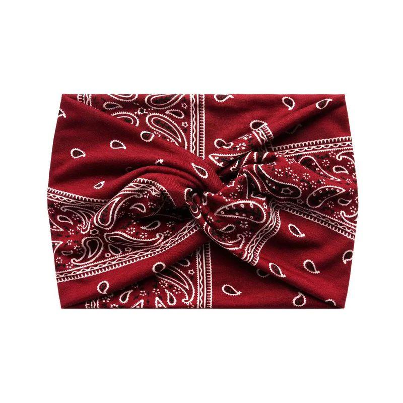 European and American Bohemian Elastic Cross Headband with Paisley Pattern and Knotted Design
