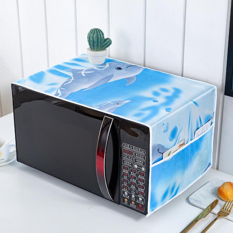 Microwave Dust Cover Cartoon Tree Leaf Printed Dustproof Microwave Dust Cover Cloth Pocket Water Proof Oven Cover Nordic Style