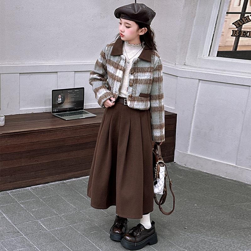 Girls' High-End Midi Skirt Set - Autumn/Winter 2025 Fashion